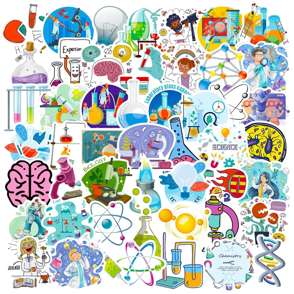Laptop Accessories Kids - 50 adet karikatür bilim Lab Sticker