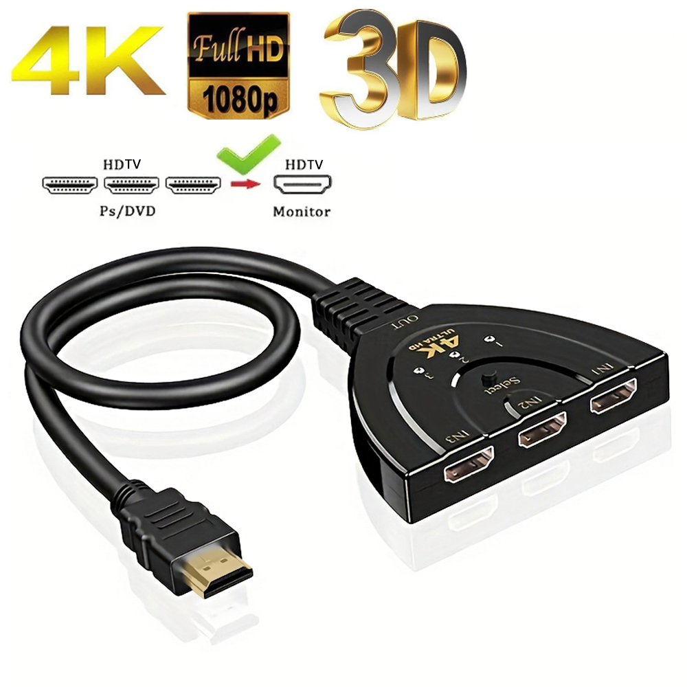 Laptop Accessories Hub - 4K*2K 3 Port HDTV uyumlu Anahtar