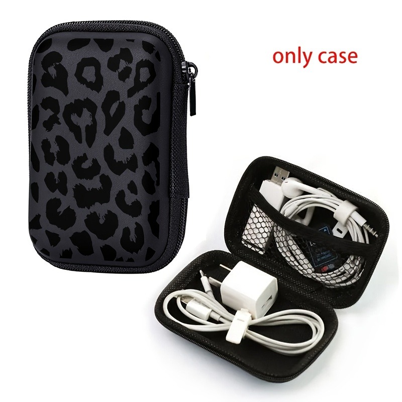 Cable Management Bag - Moda Leopar Baskı Desenli Saklama Çantası