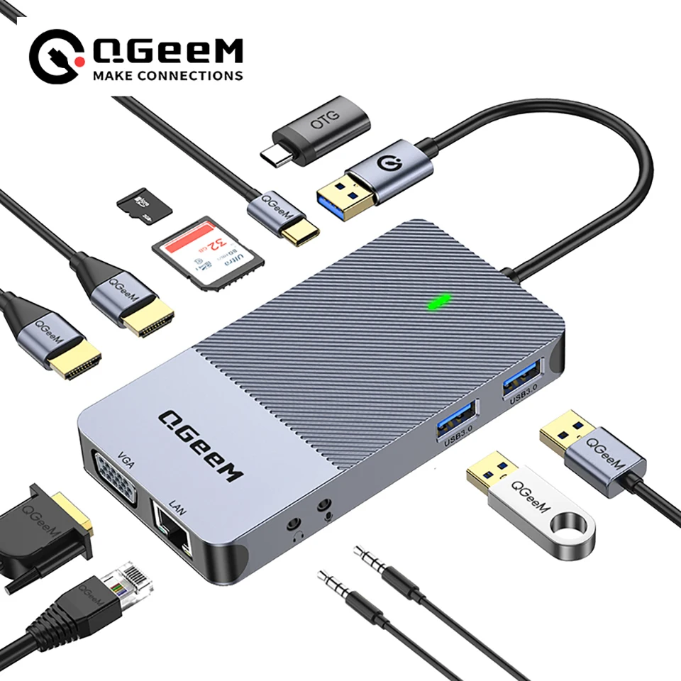 Laptop Accessories Hub - QGeeM USB 3.0 Bağlantı İstasyonu, Üçlü