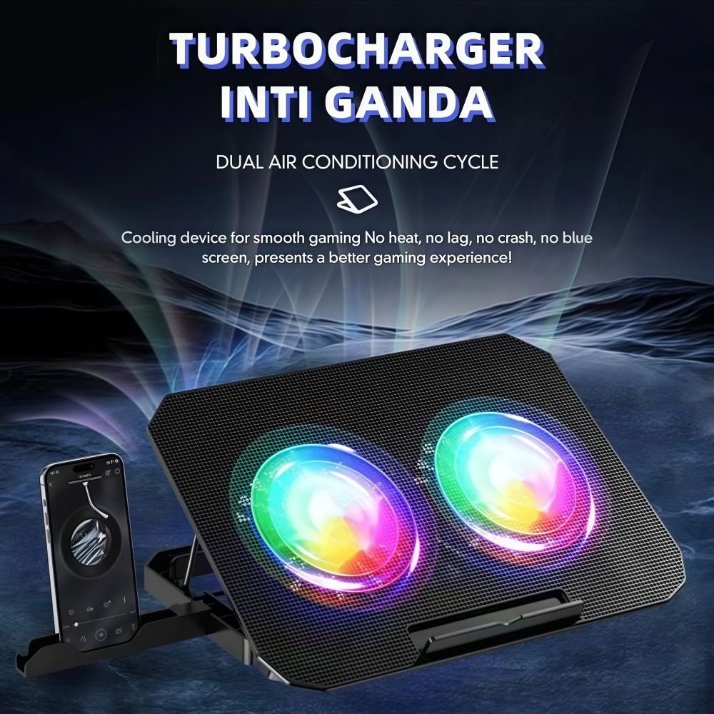 Laptop Accessories Cooling Pad - İki Fanlı RGB Laptop Soğutucu, Telefon