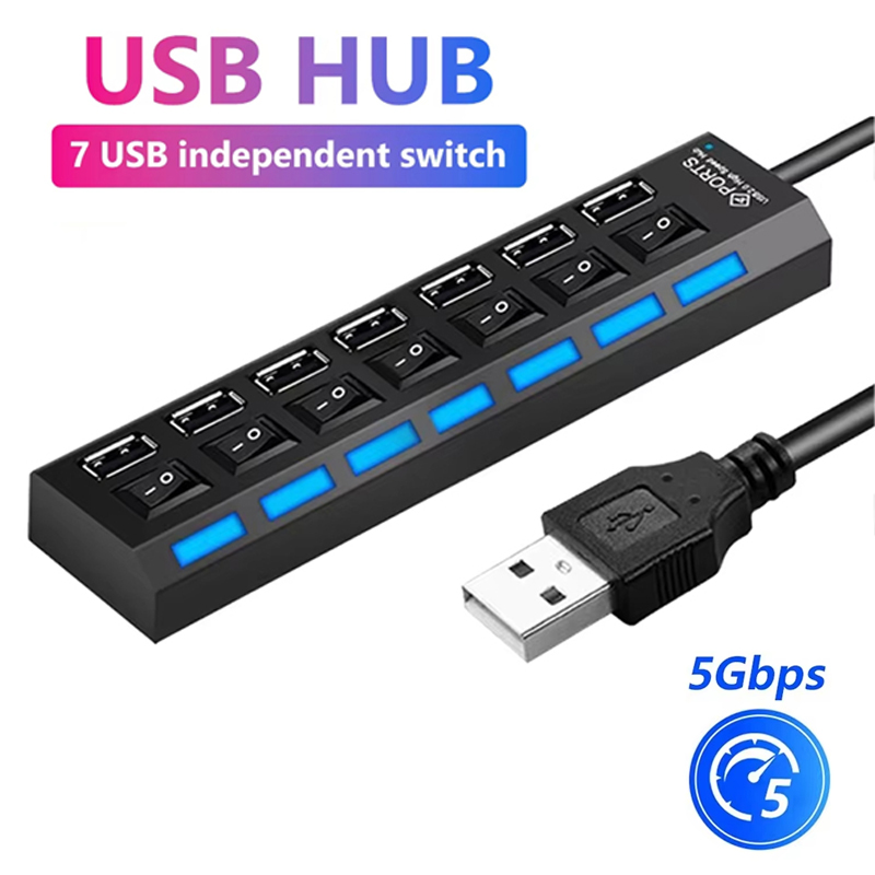 Laptop Accessories Usb - 7 Port USB 2.0 Hub Splitter
