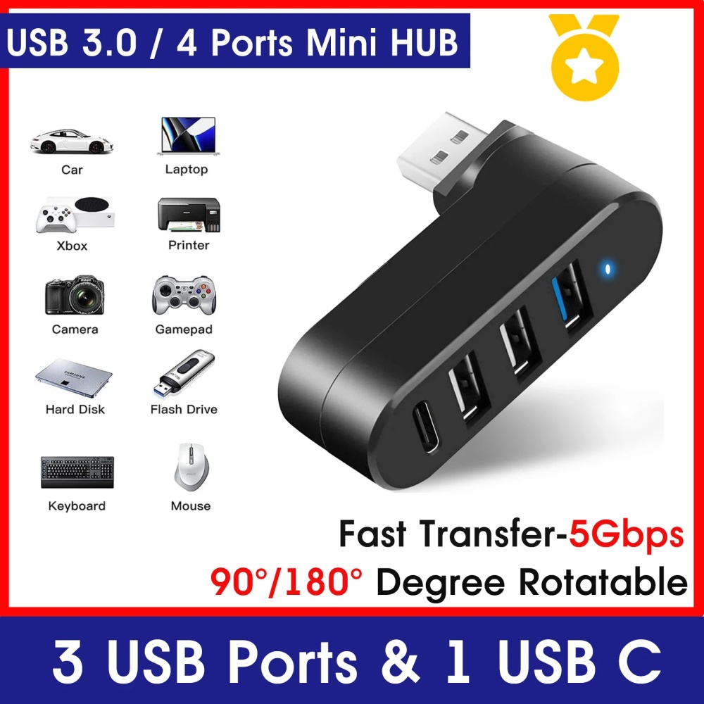 Laptop Accessories Box - Mini Splitter 4 Port USB Hub