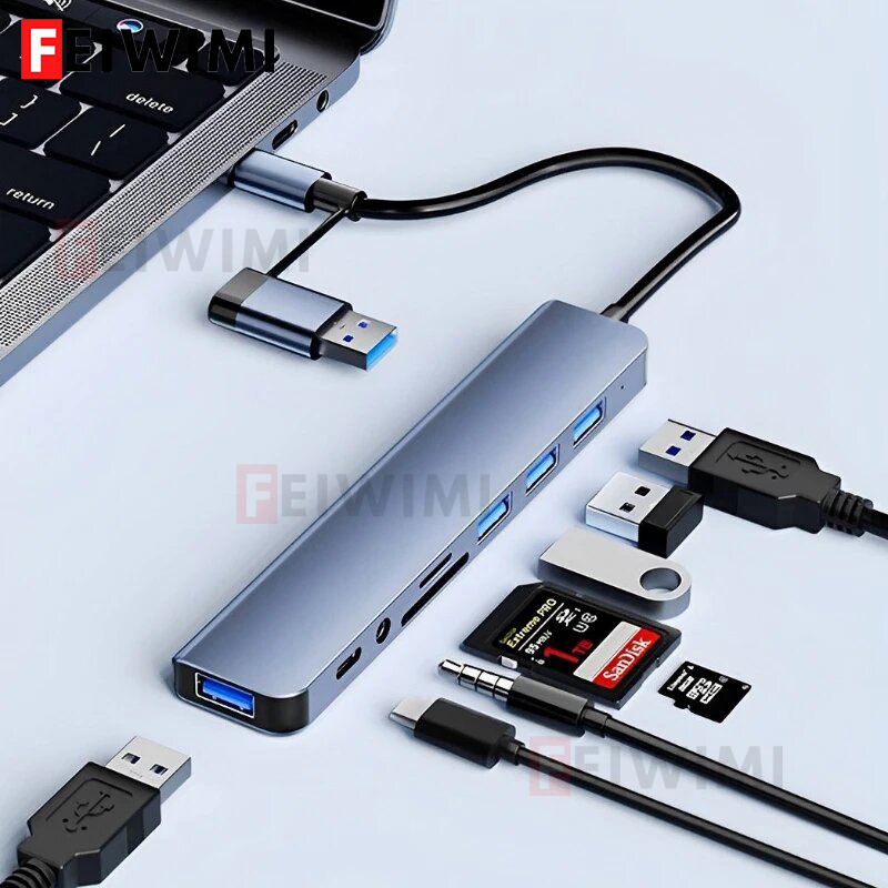 8 girişli 2 çıkışlı USB C Spli - Laptop Accessories Hub incelemesi ve fiyatı